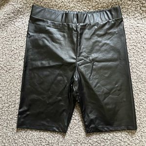 Leather biker shorts